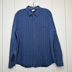 Carbon 2 Cobalt Blue Button Up Shirt Men’s L Contrast Stitch Cotton